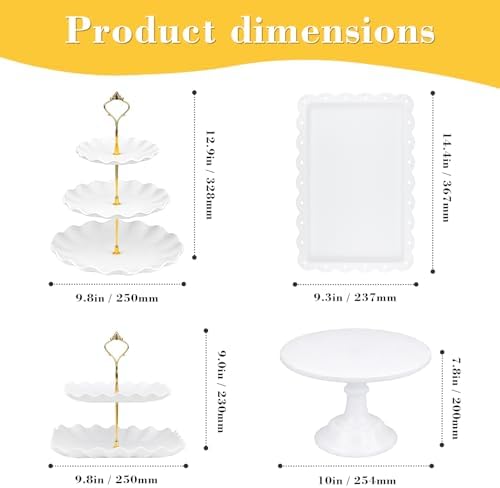 10Pcs Multi-Tier Dessert Stand Set for Wedding Decor in White, alternate view 3