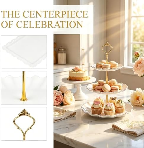 10Pcs Multi-Tier Dessert Stand Set for Wedding Decor in White, alternate view 4