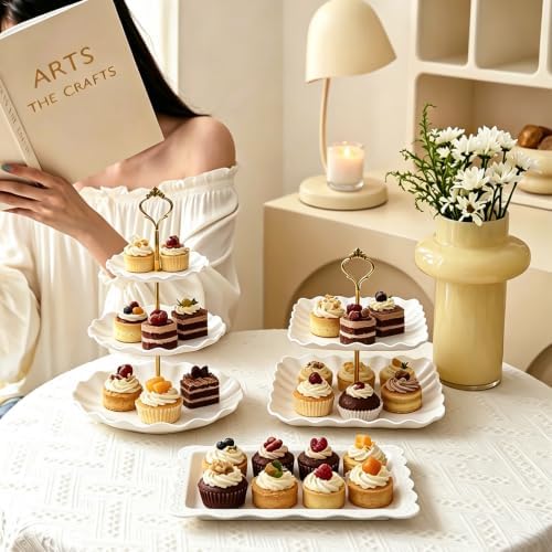 10Pcs Multi-Tier Dessert Stand Set for Wedding Decor in White, alternate view 7