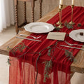 10Pcs Red Cheesecloth Table Runner 120 Inches for Party Home Decor