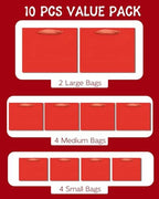 10PCS Red Gift Bags with Ribbon Handles Mulit Assorted Sizes Gift Wide Bags (2pcs Large 13", 4pcs Medium 9.6", alternate view
