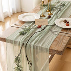 10Pcs Sage Green Cheesecloth Table Runner 120 Inches for Party Home Decor