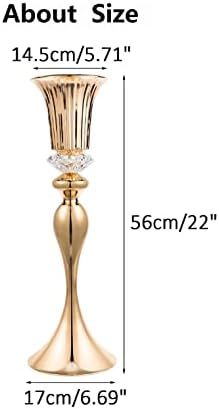 10Pcs/Set Flower Centerpiece Table Decorations Gold Trumpet Vases with Crystal Bead for Wedding Centerpieces, alternate view