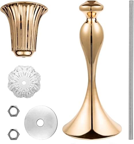 10Pcs/Set Flower Centerpiece Table Decorations Gold Trumpet Vases with Crystal Bead for Wedding Centerpieces, alternate view