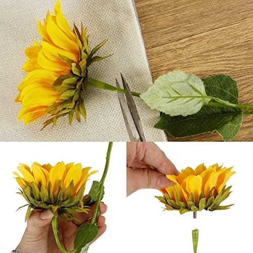 10pcs Sunflowers Artificial Flowers with Long Stem Fake Sunflowers Bulk Fall Decoration for Wedding Home, alternate view 4