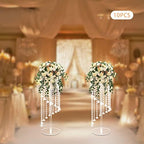 10pcs Tall Crystal Wedding Flower Stand with Crystal Chains in Clear, alternate view 2