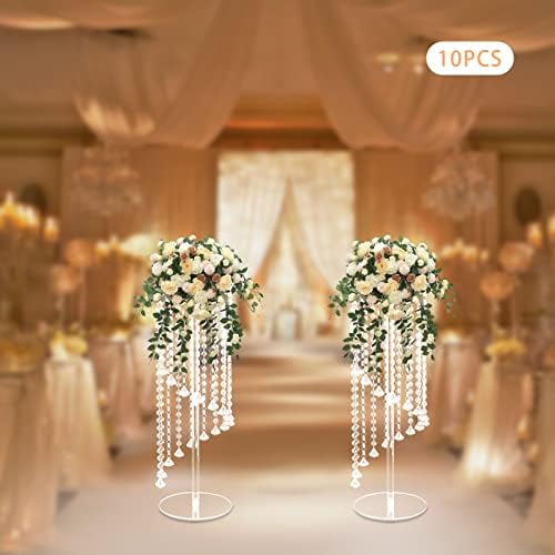 10pcs Tall Crystal Wedding Flower Stand with Crystal Chains in Clear, alternate view 2