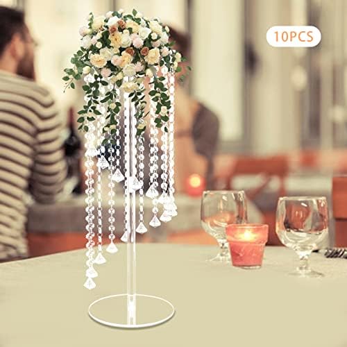 10pcs Tall Crystal Wedding Flower Stand with Crystal Chains in Clear, alternate view 6