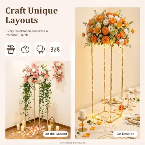 10pcs Tall Gold Centerpiece Stands, Column Vases Gold Centerpieces for Table, Metal Flower Stand, Wedding, alternate view 5