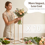 10pcs Tall Gold Centerpiece Stands, Column Vases Gold Centerpieces for Table, Metal Flower Stand, Wedding, alternate view 7