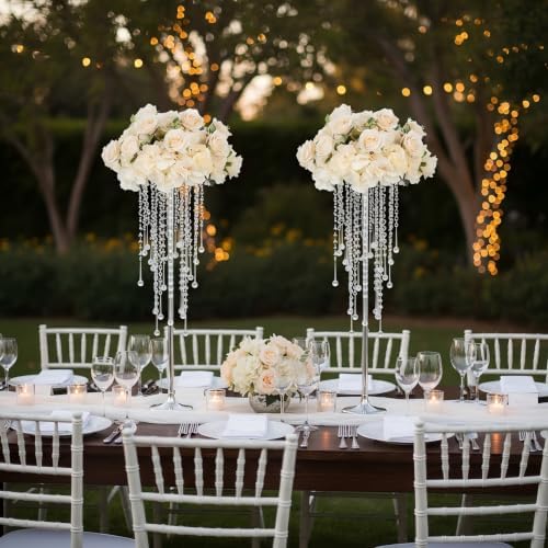 10pcs Tall Vases for Centerpieces 29.5in Silver Flower Stand for Table in Silver, alternate view 4