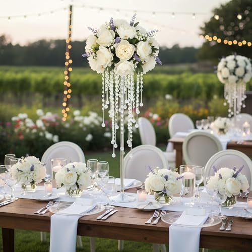 10pcs Tall Vases for Centerpieces 29.5in Silver Flower Stand for Table in Silver, alternate view 5