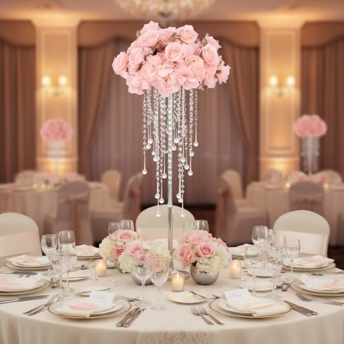 10pcs Tall Vases for Centerpieces 29.5in Silver Flower Stand for Table in Silver, alternate view 6