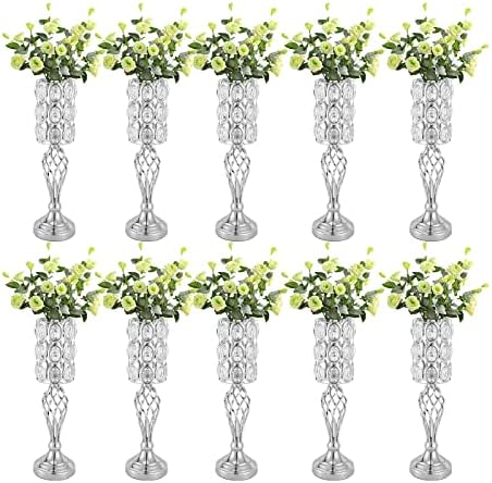 10pcs Vases Wedding Centerpieces Crystal Road Lead Metal Flower Arrangement Stand Flower Vase Holders with