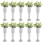 10pcs Vases Wedding Centerpieces Crystal Road Lead Metal Flower Arrangement Stand Flower Vase Holders with