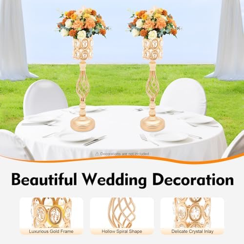 10pcs Vases Wedding Centerpieces Crystal Road Lead Metal Flower Arrangement Stand Flower Vase Holders with, alternate view 4