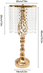 10pcs Wedding Centerpieces for Tables 19.3" H Vase Centerpiece with Chandelier Crystal Metal Flower Stand Gold, alternate