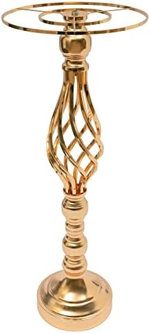 10pcs Wedding Centerpieces for Tables 19.3" H Vase Centerpiece with Chandelier Crystal Metal Flower Stand Gold, alternate