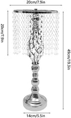 10pcs Wedding Centerpieces for Tables 19.3" H Vase Centerpiece with Chandelier Crystal Metal Flower Stand Silver, alternate