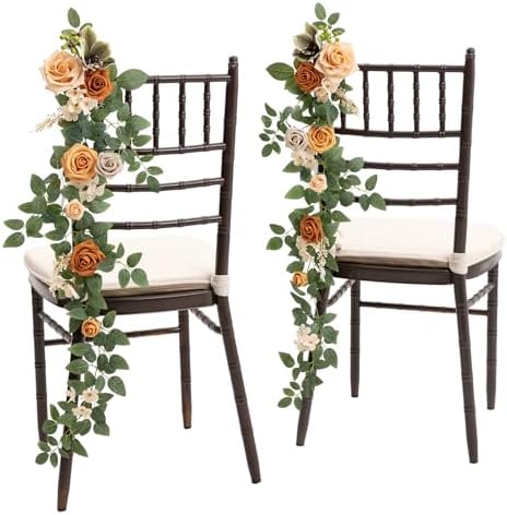 10pcs Wedding Chair Decorations, Apricot & Cream