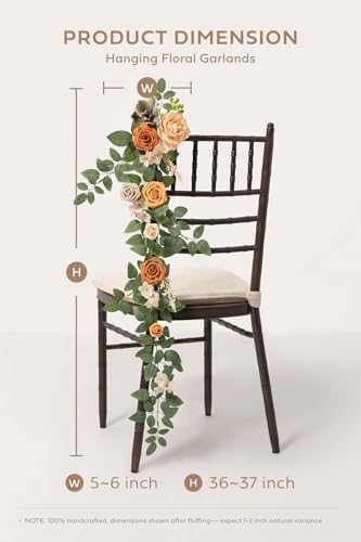 10pcs Wedding Chair Decorations, Apricot & Cream, alternate view 2