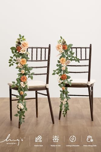 10pcs Wedding Chair Decorations, Apricot & Cream, alternate view 3