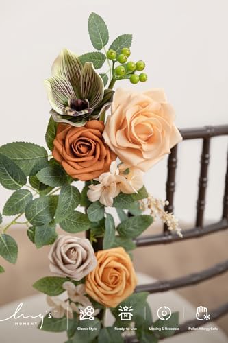 10pcs Wedding Chair Decorations, Apricot & Cream, alternate view 4