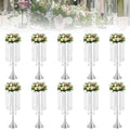 10Pcs Wedding Crystal Flower Stand, 21.9" Silver Centerpiece for Table in Silver