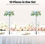 10Pcs Wedding Crystal Flower Stand, 21.9" Silver Centerpiece for Table in Silver, alternate view 2