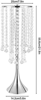 10Pcs Wedding Crystal Flower Stand, 21.9" Silver Centerpiece for Table in Silver, alternate view 3