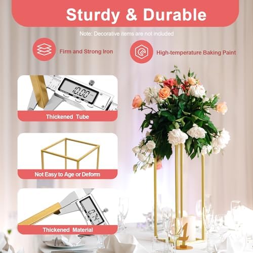 10Pcs Wedding Flower Centerpiece, Centerpieces for Table Wedding, Flower Stand for Wedding, Gold Vase Metal, alternate view 5