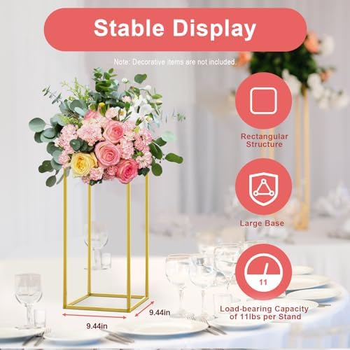 10Pcs Wedding Flower Centerpiece, Centerpieces for Table Wedding, Flower Stand for Wedding, Gold Vase Metal, alternate view 6