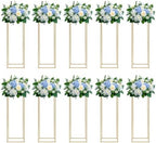 10PCS Wedding Flower Stand, Metal Rectangular Flower Rack, 31.49 inch Tall Display Holder Gold Detachable Art