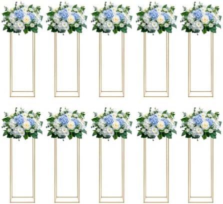 10PCS Wedding Flower Stand, Metal Rectangular Flower Rack, 31.49 inch Tall Display Holder Gold Detachable Art