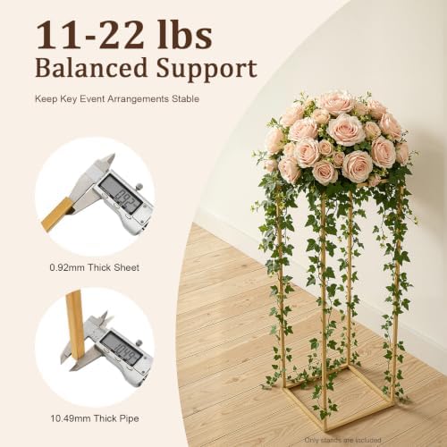 10PCS Wedding Flower Stand, Metal Rectangular Flower Rack, 31.49 inch Tall Display Holder Gold Detachable Art, alternate view