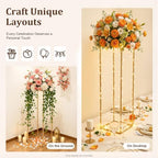 10PCS Wedding Flower Stand, Metal Rectangular Flower Rack, 31.49 inch Tall Display Holder Gold Detachable Art, alternate view