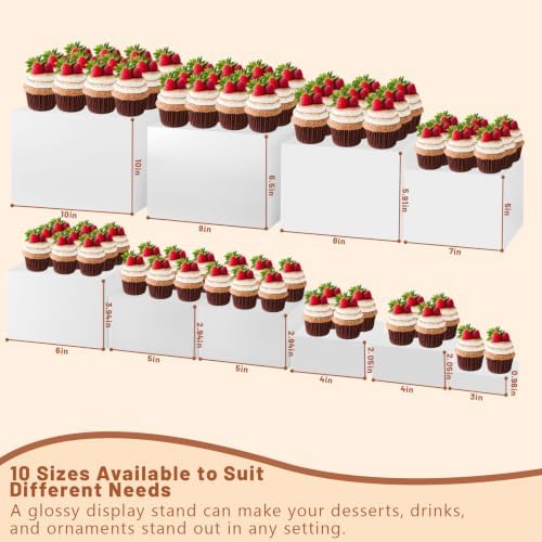 10PCS White Acrylic Buffet Risers with Small Signs and Marks, Food Display Risers for Buffet Table, Dessert, alternate view 3