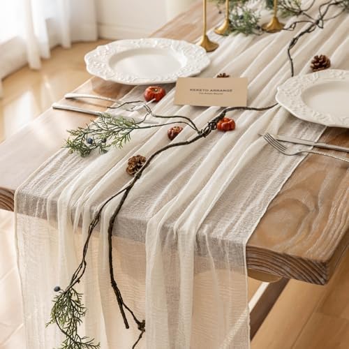 10Pcs White Cheesecloth Table Runner 120 Inches for Party Home Decor