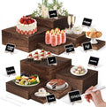 10Size Wooden Nested Buffet Risers with Mini Signs for Party Decor in wood color