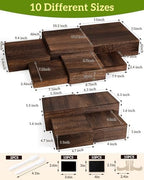 10Size Wooden Nested Buffet Risers with Mini Signs for Party Decor in wood color, alternate view 2