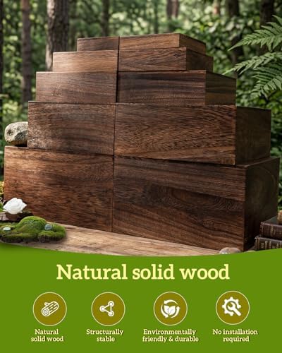 10Size Wooden Nested Buffet Risers with Mini Signs for Party Decor in wood color, alternate view 4