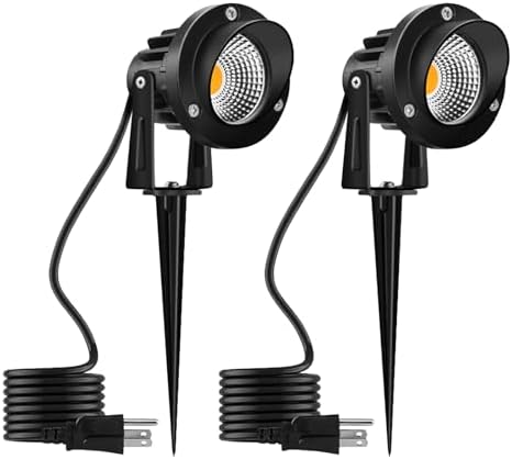 10W Landscape Lighting, 120V Plug-in Outdoor Spotlights, 2 Pack