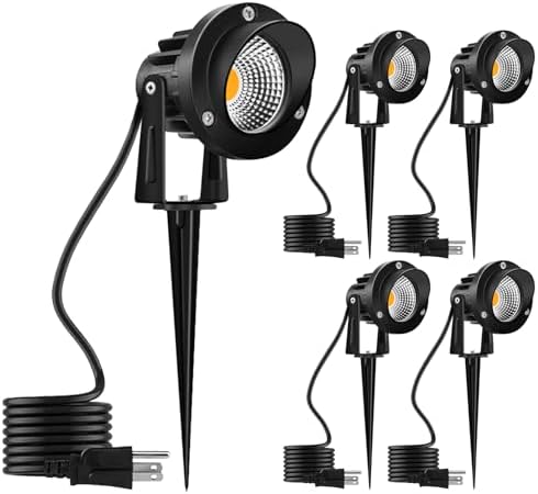 10W Landscape Lighting, 120V Plug-in Outdoor Spotlights, 4 Pack