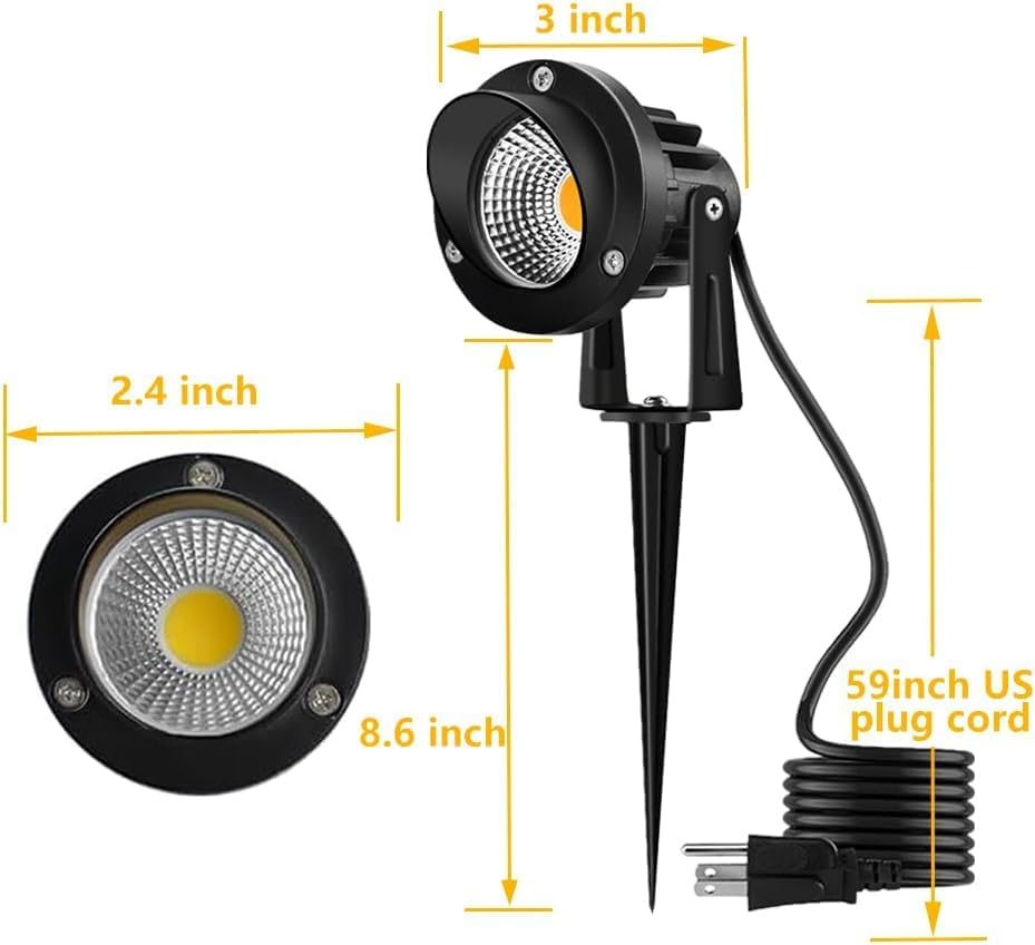 10W Landscape Lighting, 120V Plug-in Outdoor Spotlights, 4 Pack, alternate view 3
