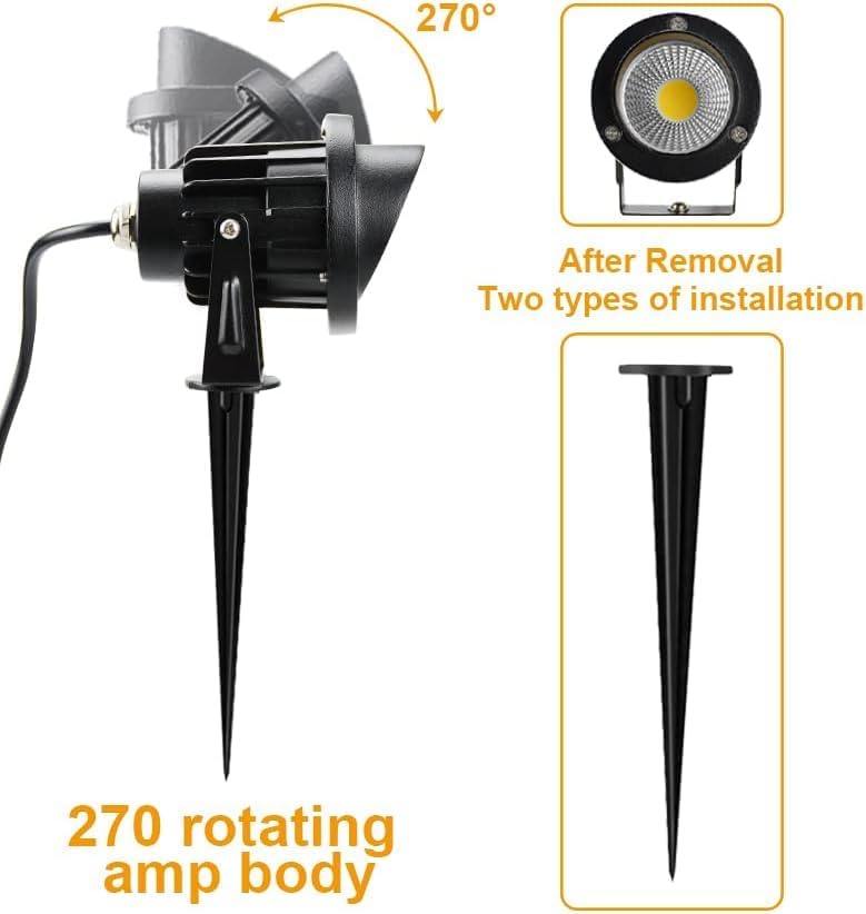 10W Landscape Lighting, 120V Plug-in Outdoor Spotlights, 4 Pack, alternate view 6