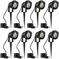 10W Landscape Lighting, 120V Plug-in Outdoor Spotlights, 8 Pack