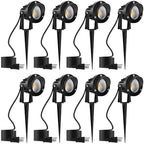 10W Landscape Lighting, 120V Plug-in Outdoor Spotlights, 8 Pack