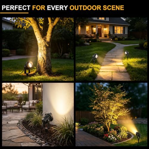 10W Landscape Lighting, 120V Plug-in Outdoor Spotlights, 8 Pack, alternate view 4