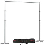 10x 8.6ft Pipe and Drap Backdrop Stand Kit, Heavy Duty Adjustable Frame Backdrop Stand With Flat Base, Carry Bag