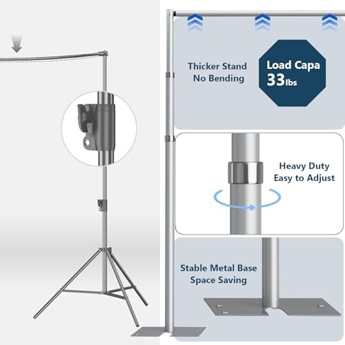 10x 8.6ft Pipe and Drap Backdrop Stand Kit, Heavy Duty Adjustable Frame Backdrop Stand With Flat Base, Carry Bag, alternate